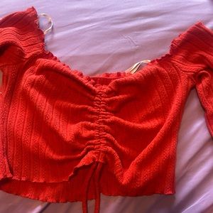 Long Sleeve Off The Shoulder Crop Top